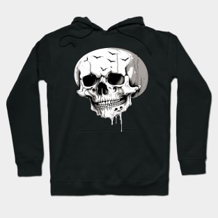 Spooky Halloween Melting Cranium With Bat Imagery Hoodie